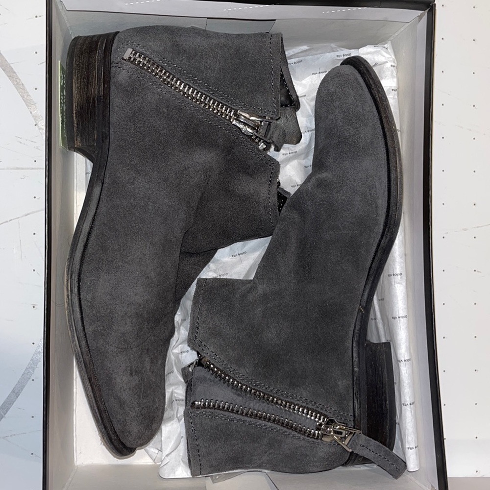 Suede double-sided zip up booties